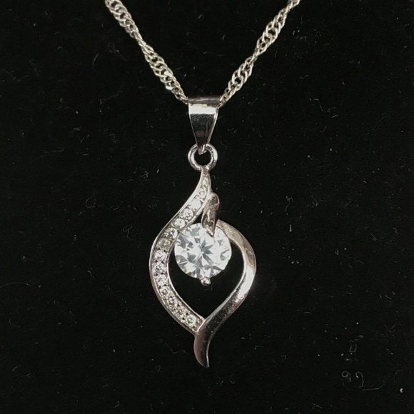 16" Gorgeous .75CT 5A CZ Platinum Plated S925 Sterling Silver Necklace - Picture 6 of 9